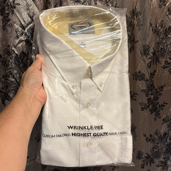 ALL AMERICAN MENS WRINKLE FREE LONG SLEEVE WHITE SHIRT 19 34/35 - Picture 2 of 12